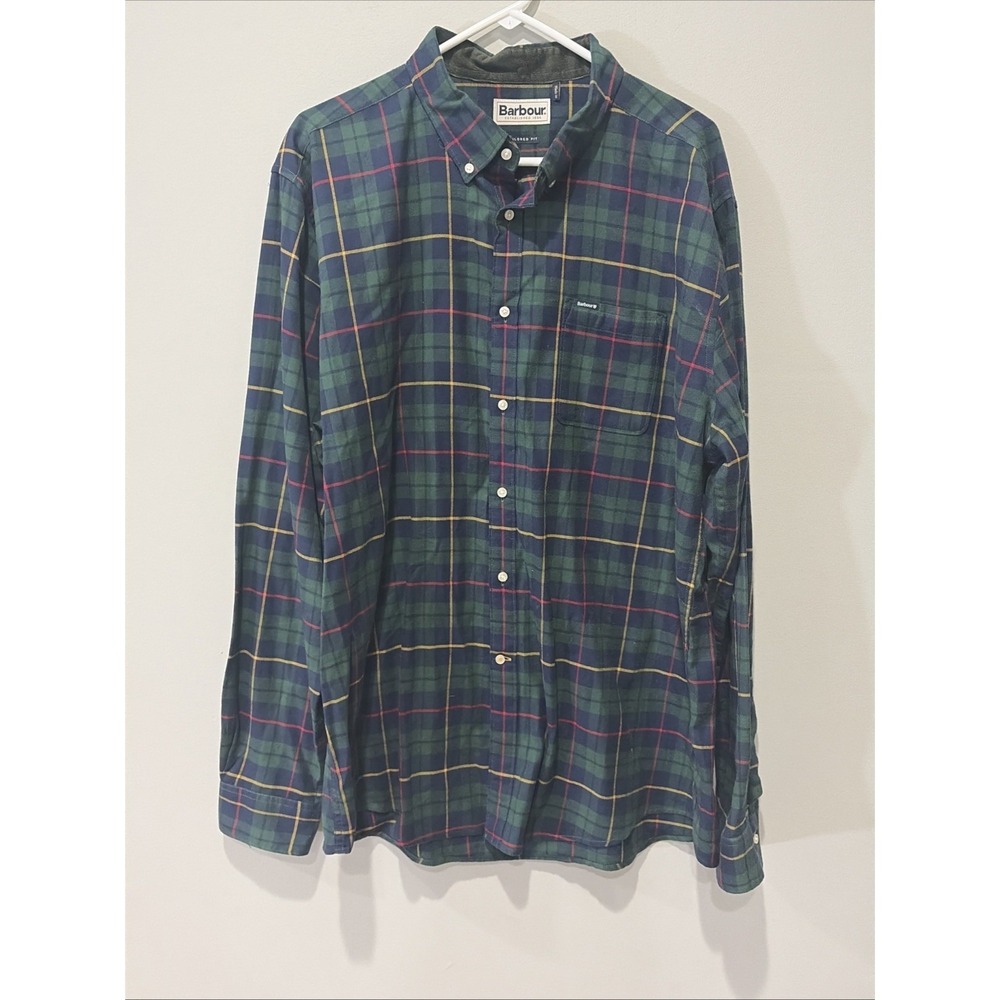 Barbour Shirt Mens XLarge Hogside Tartan Button Up Long Sleeve Tailored Fit